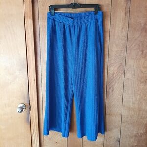 Discount Divas Women's Blue Wide Leg elastic waist Pants Size L